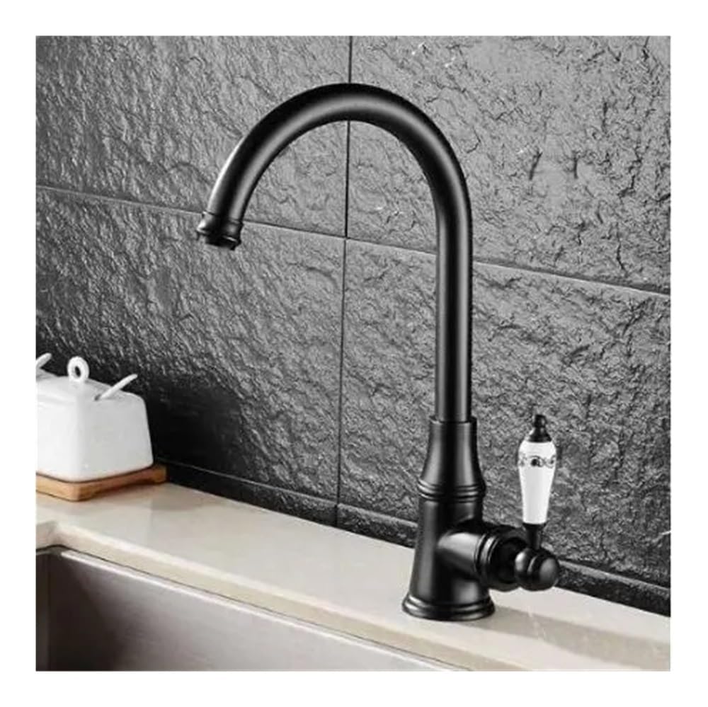 Blyqxs Black Kitchen Faucets Single Lever Faucet 360 Rotate Deck Mounted Kitchen Faucet Torneira Single Holder Single Hole Mixers Taps Xt918(Black)