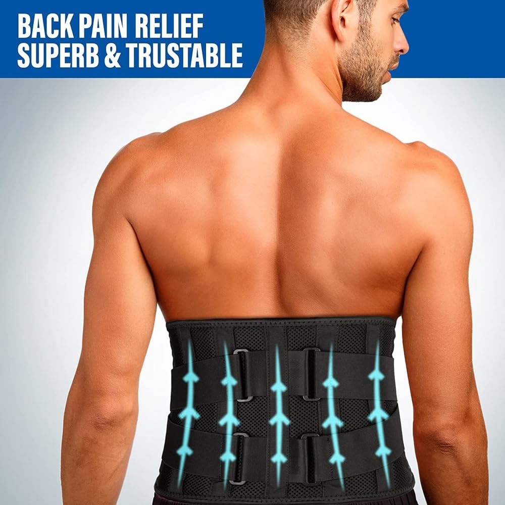 Cinturón de Soporte Lumbar Transpirable para Hombres y Mujeres, Corrector de Postura Ajustable para la Espalda Baja, abdominoplastia, Entrenador de Cintura Deportivo y fi(Black-M 100 * 20 cm)
