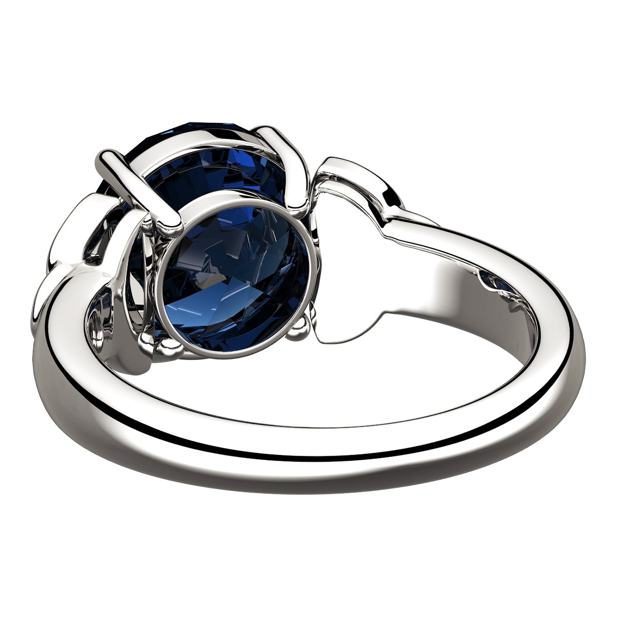 Anillo Celta Plata de Ley Piedra Grande de Color Zafiro Azul Adornado con Nudos de Trinidad en Caja de Regalo para Mujeres