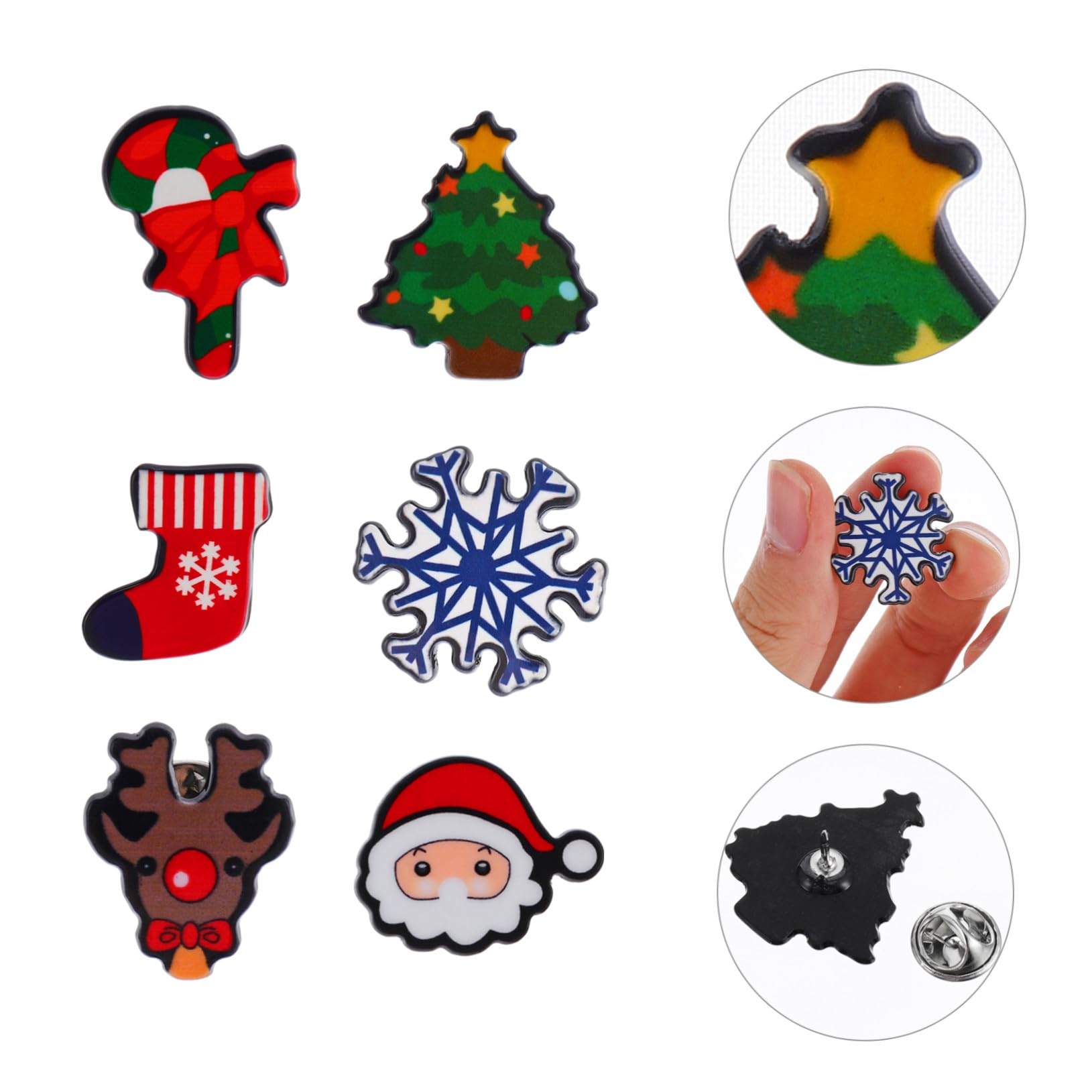 8 Broches Navideños Divertidos Dibujos Animados para Decorar Disfraces Estilo Aleatorio
