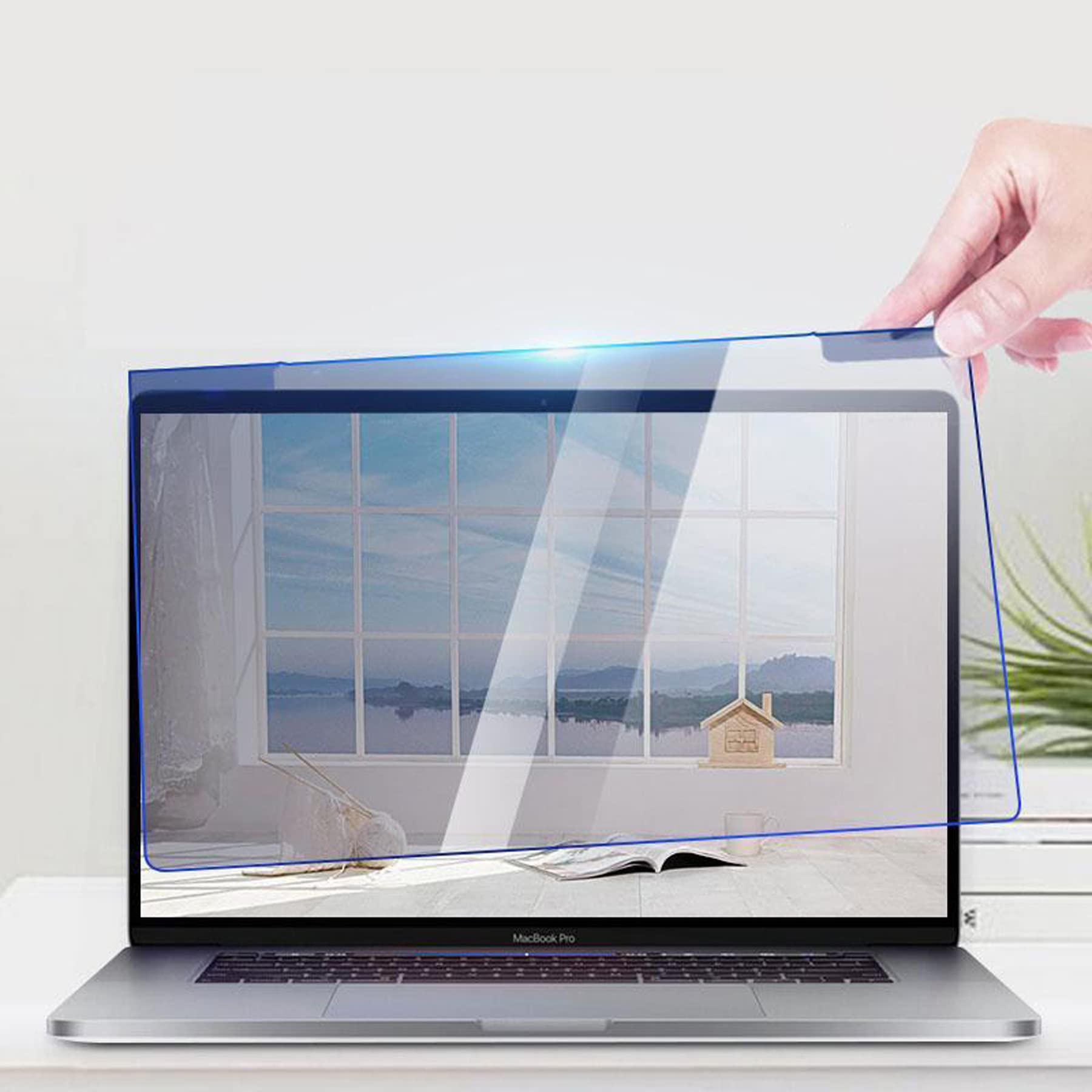 WLWLEO Blaues Licht blockierende Bildschirmschutzfolie für Laptop mit 15,4/15,6 Zoll Diagonale, Monitor Anti-UV Augenschutzfilter, Anti-Kratz-Folie Aufhängender Typ,15.6 inch