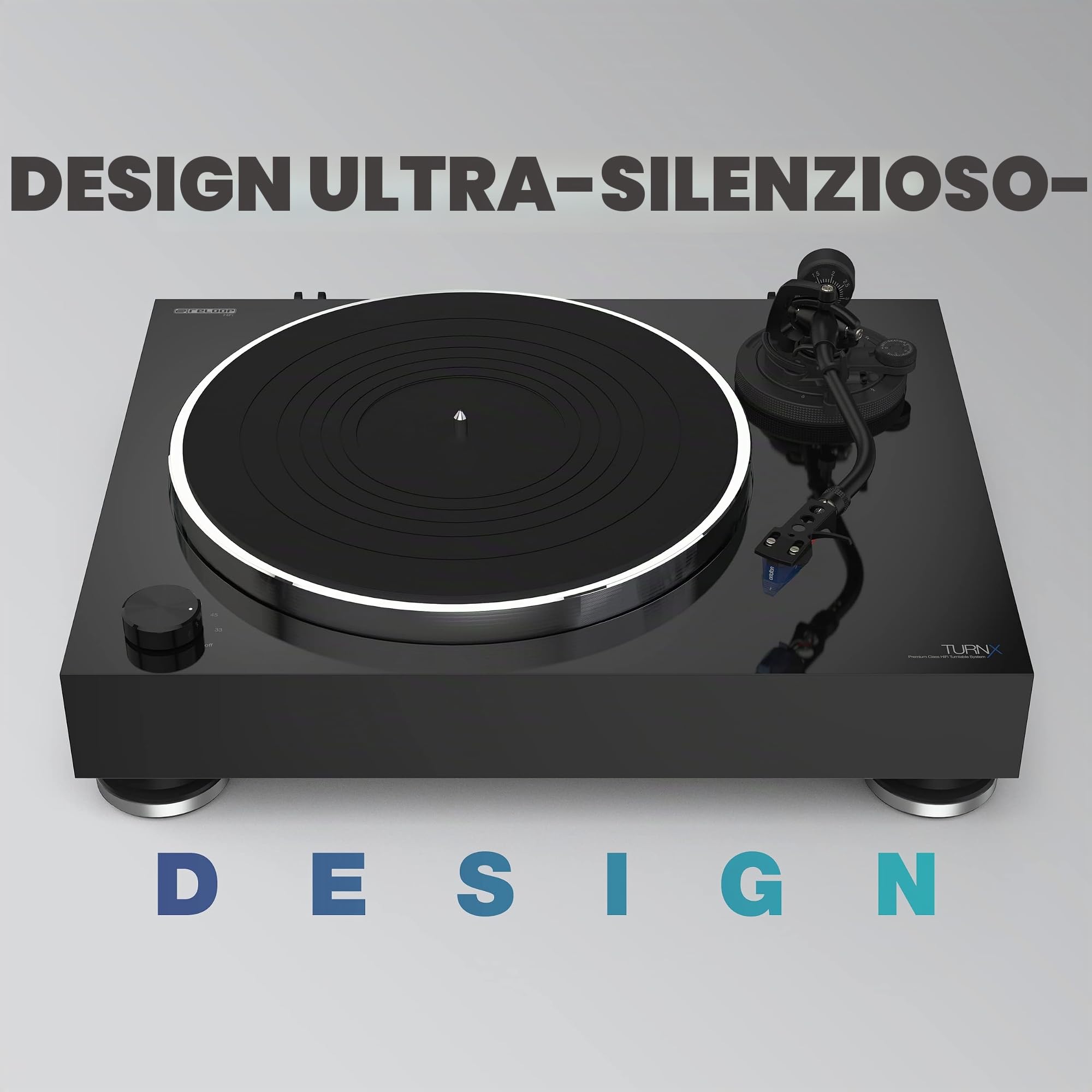 Reloop Turn X - Giradischi HiFi Premium con testina Ortofon 2M Blue, trazione diretta Super High Torque, controllo preciso della rotazione, 3 velocità, piatto in alluminio pressofuso fresato a CNC