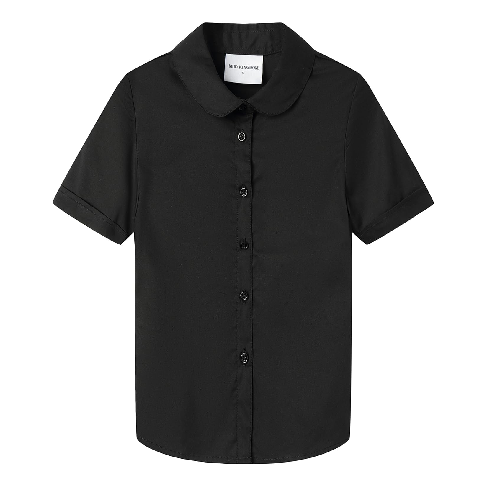 Mud Kingdom Girls Short Sleeve Shirt Peter Pan Collar School Uniform Poplin Blouse
