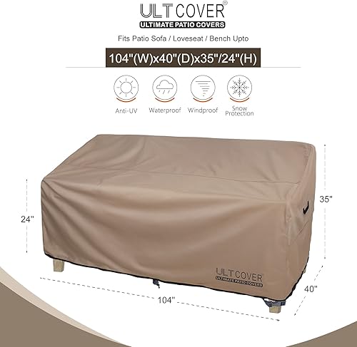 Miniatura 10 de ULTCOVER Funda impermeable para sofá de asiento profundo para exteriores, 90 pulgadas de ancho x 40 pulgadas de profundidad x 35 pulgadas de alto,
