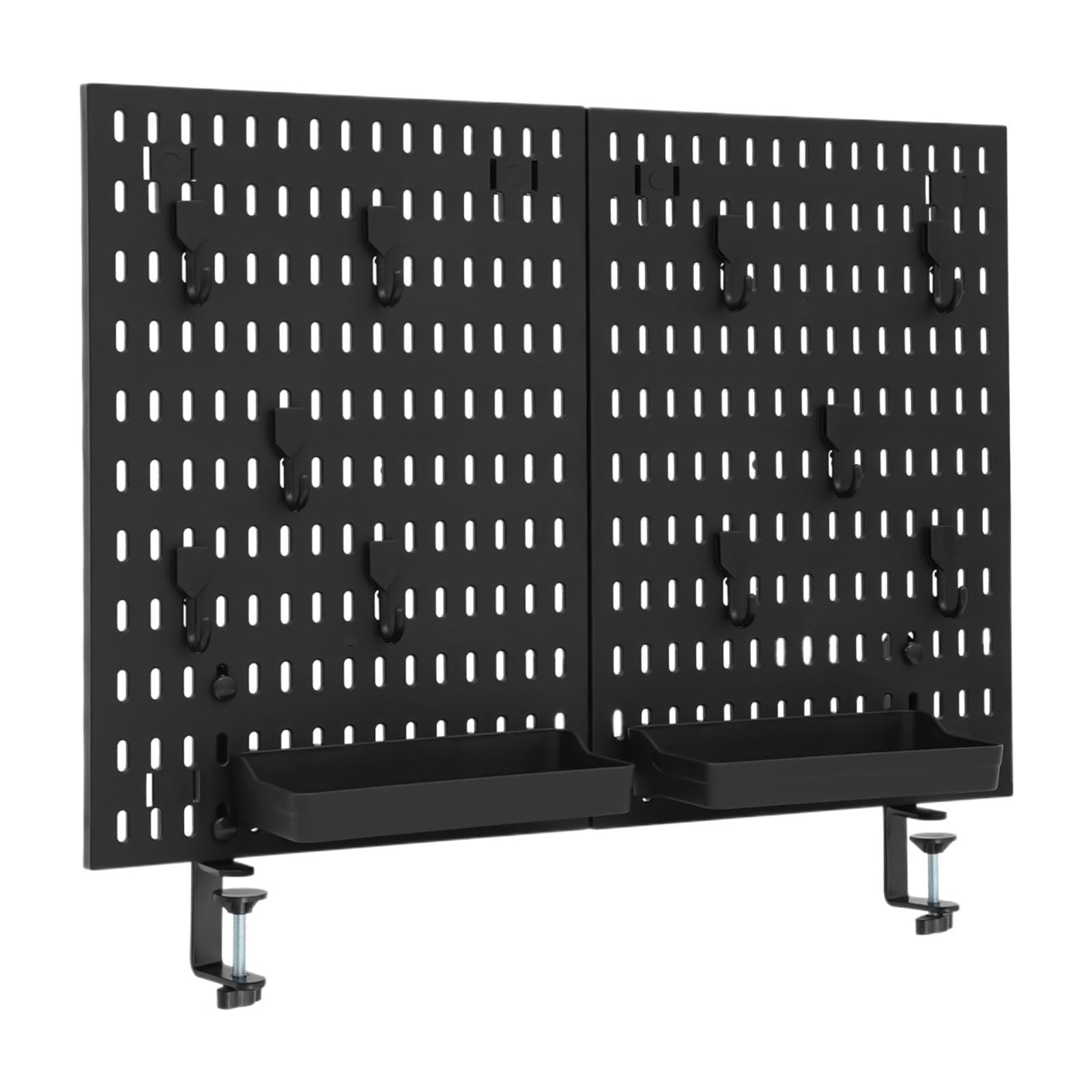 USOHJZ Desk Pegboard Organizer, Clamp-On With Basket, Mounted Peg Board For Office, Gaming, Home For Storage(Black)