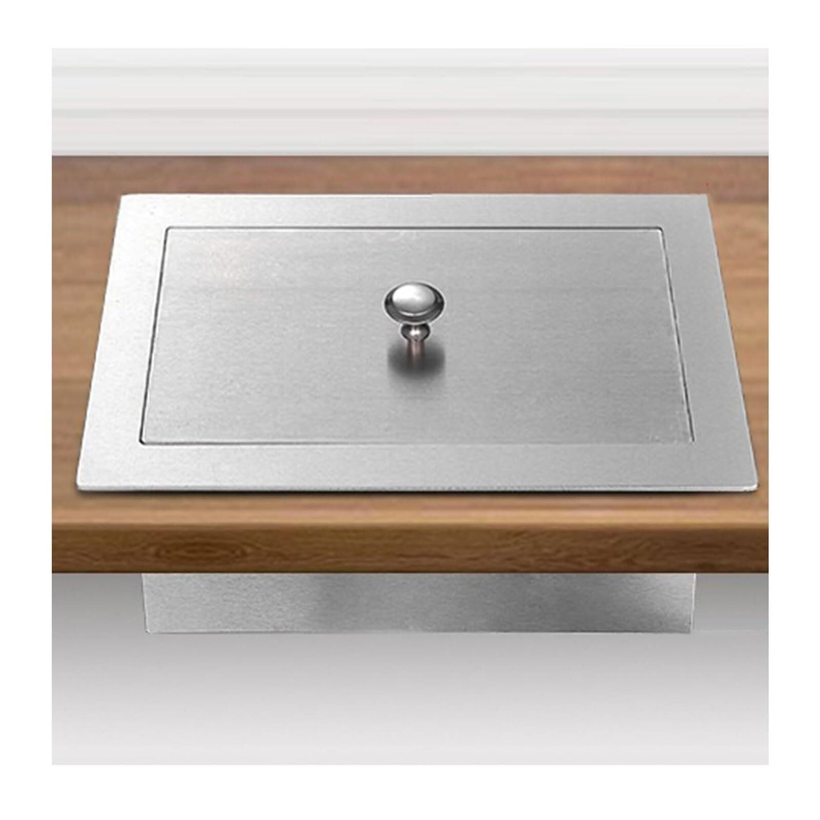 DFGHNBVC Square Trash Can Lid Countertop Embedded Trash Grommet Stainless Steel Trash Bin Lid Lift The Lid Design Waste Chute Cover,Rectangle