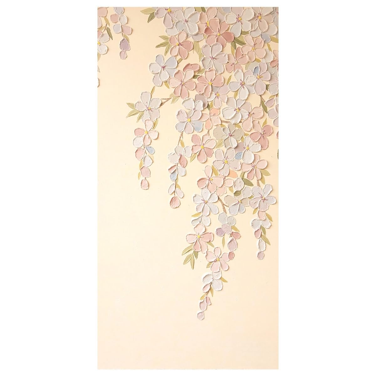 LCDIUDIU Flower Oil Paintings On Canvas Hand Painted Unframed Thick Textured Cherry Blossom Wall Art Pink Beige Floral Aesthetic Wall Decor Modern Artwork for Living Room Bedroom 100X200Cm(39.4X78.7