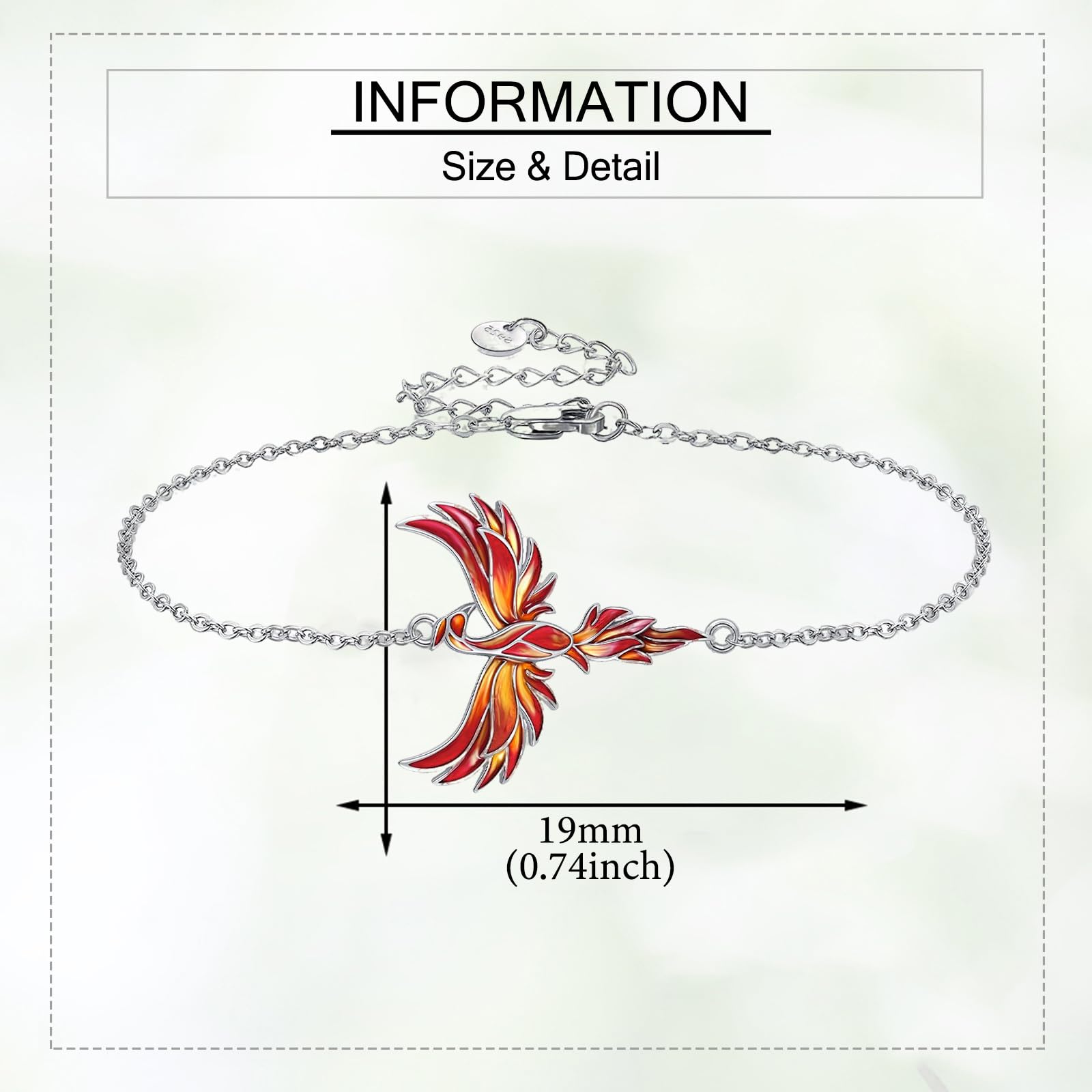 URONE Phönix-Armband aus Sterlingsilber mit rotem Phönix-Anhänger Schmuckstück mit Tiermotiven Geschenkidee für Damen