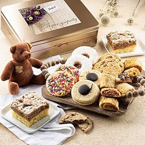 Dulcet Gift Baskets Sympathy Deluxe Bakery Mix of Assorted Cookies and Pastries with Decorative Teddy Bear for Men, Women, Friend, College, Couples, Husband, Wife, Him & Her
