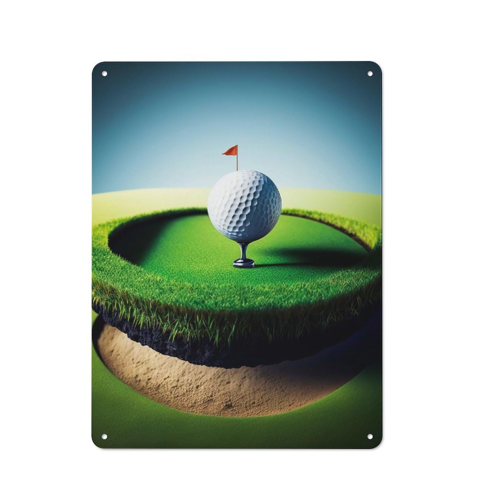 Junmoney Style-7 Tin Wall Plaque 40X30cm With Golf Course For Hobby Room Or Studio, For Themed Interiors In Hobby Rooms And Studios