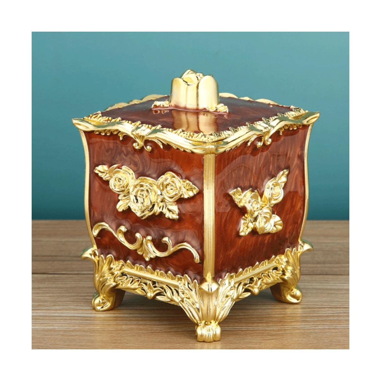 Wdwdw Gold Brown Toothpicks Dispenser Toothpick Box Acrylic Plated Holder Thickening With Lid Container Retro Case