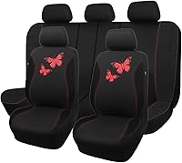 Vista 12 de Flying Banner - Juego completo de fundas para asiento de automóvil Butterfly, estilo universal de moda para mujer, para banco trasero (divisible)