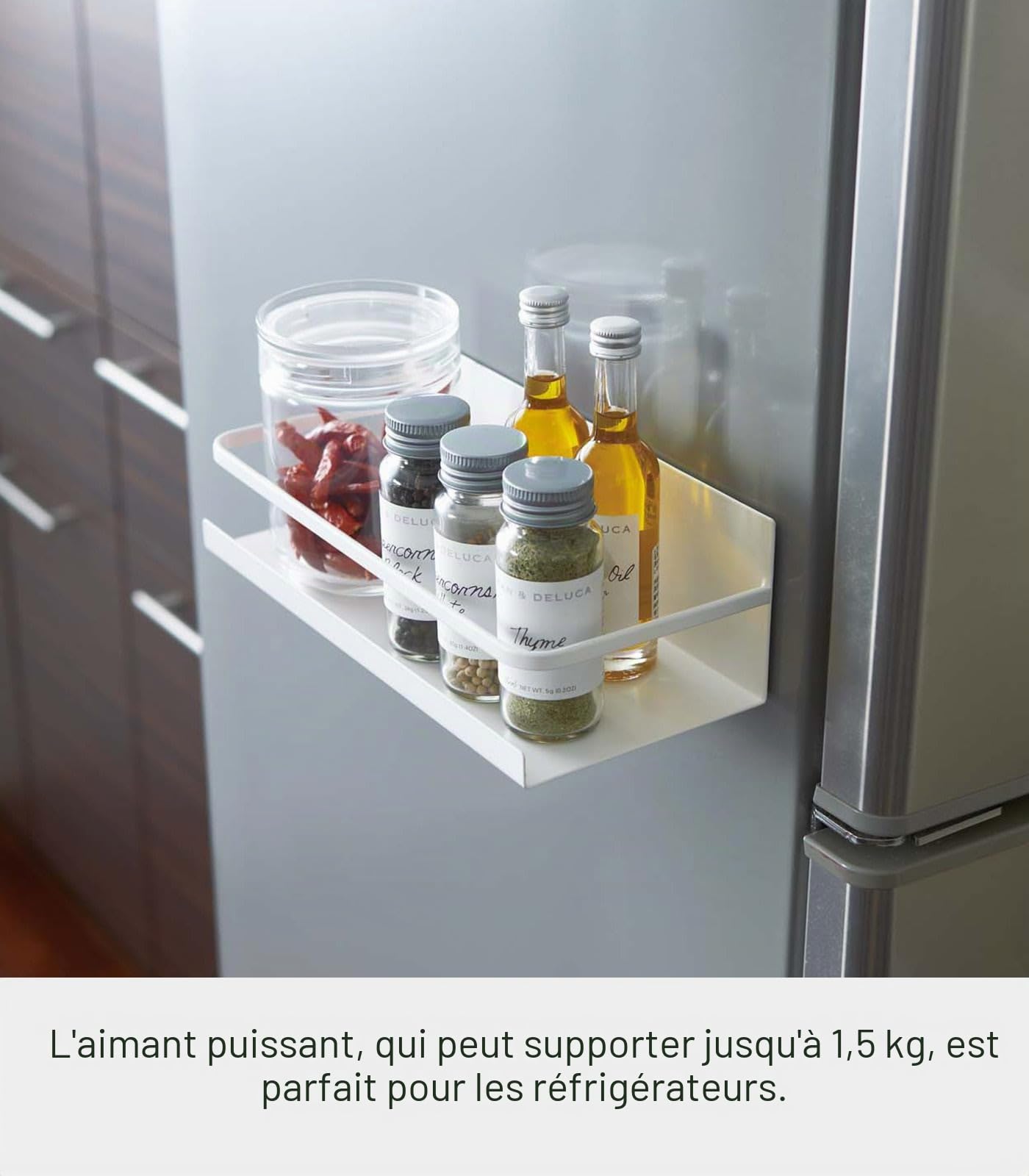 YAMAZAKI home Étagère à épices magnétique pour réfrigérateur – Acier