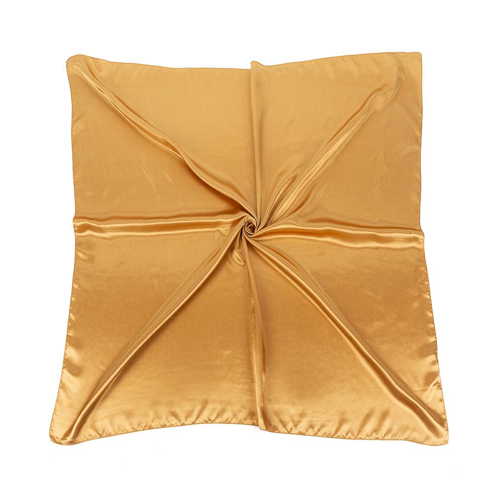 Satin Silk Large 90cm X 90cm Square Plain Nautical Head Neck Scarfs Wrap (Gold)