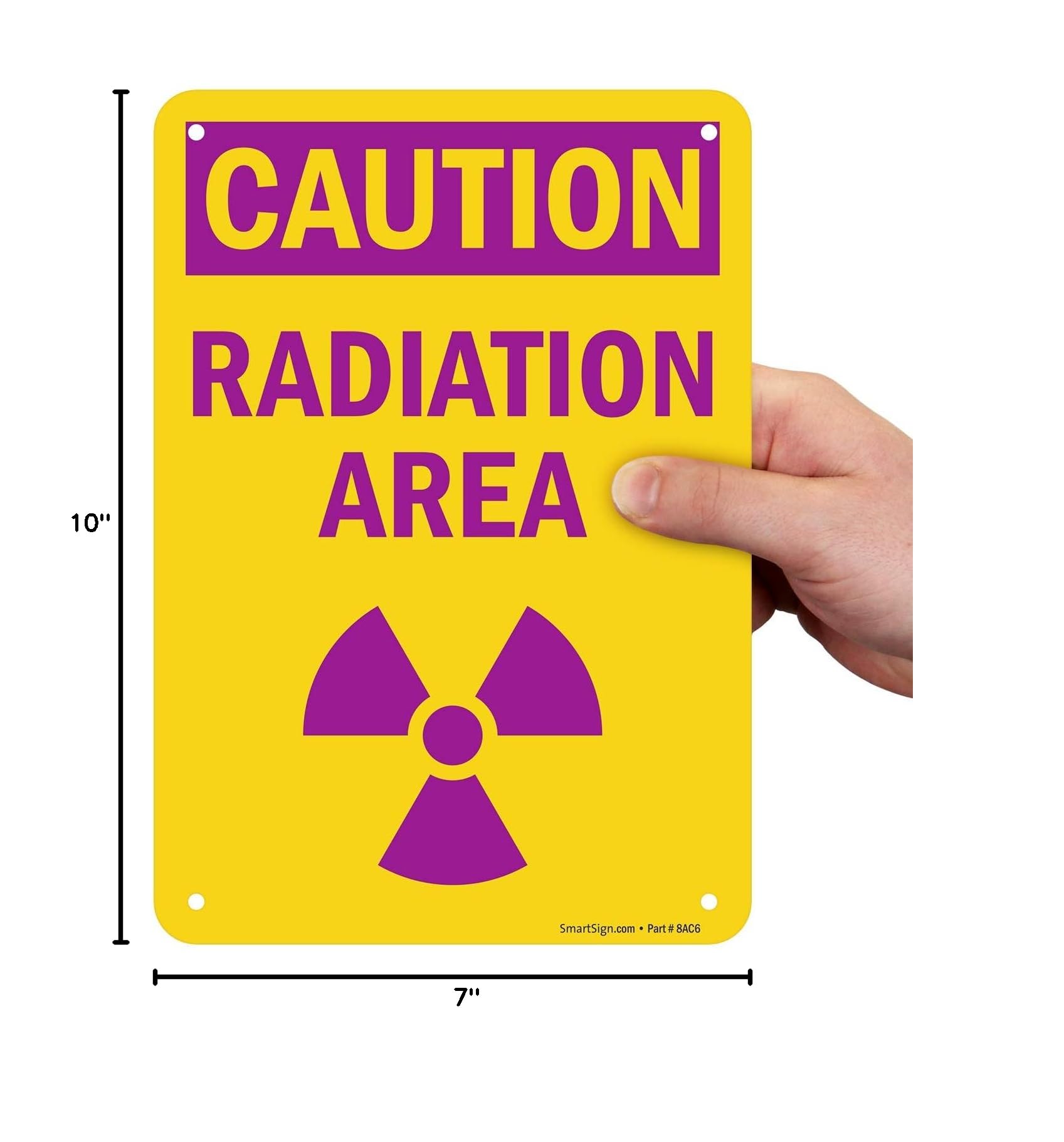 SmartSign 10 x 7 inch “Caution - Radiation Area” OSHA Sign with Symbol, Digitally Printed, 55 mil HDPE Plastic, Purple and Yellow — Amazon image 5