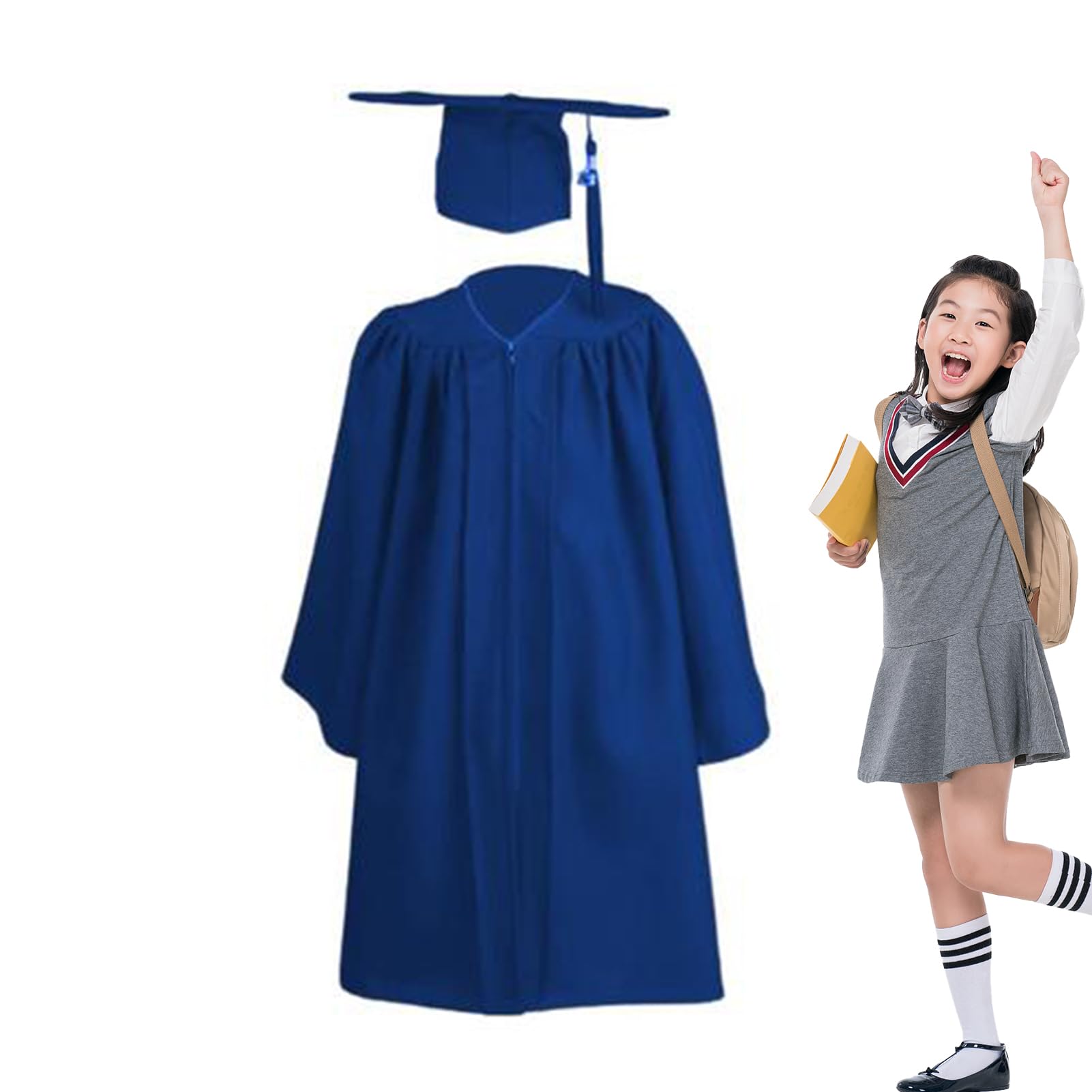 Tocco Laurea Cappello Per Bambini Abito Da Laurea Bambini 2024 - Toga E Cappello Con Nappa, Costume Per Asilo E Scuola, Taglie 4-10 Anni Travestimento Laureato