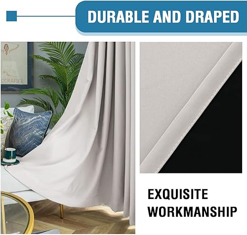 Miniatura 6 de H.VERSAILTEX Cortinas 100% opacas para dormitorio, 42 pulgadas de ancho, con aislamiento térmico, cortinas opacas de 54 pulgadas de largo, con