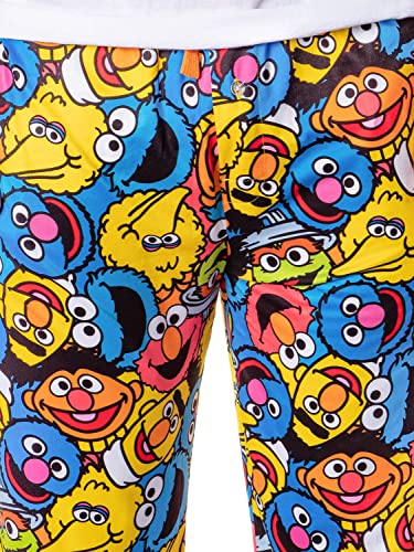 Sesame Street Men's Allover Character Face Collage Adult Lounge Pajama Pants3
