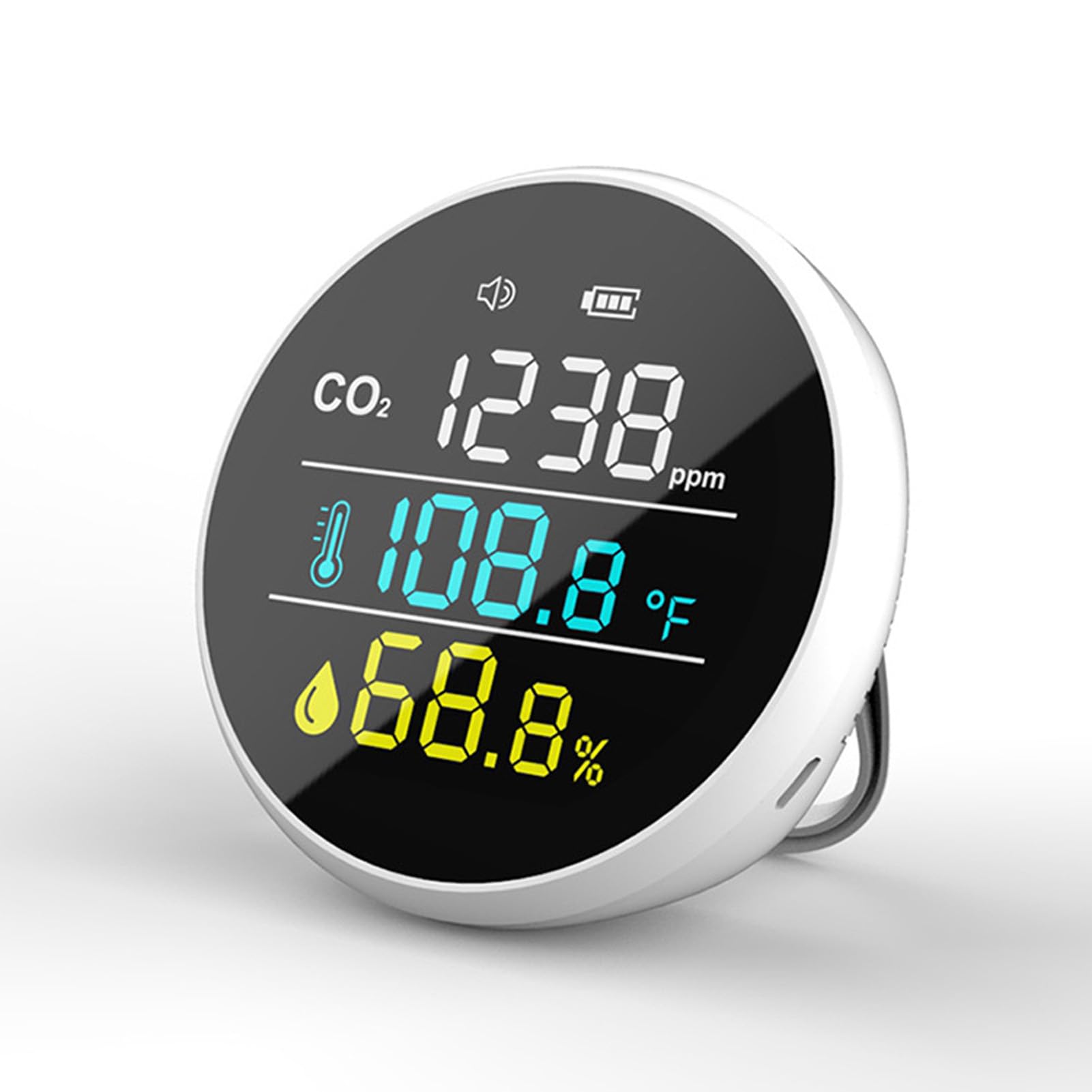 Monitor de CO2, Detector Portátil de Alta Precisión con Alarma, Monitor de Temperatura y Humedad para el Aula de Oficina en Casa