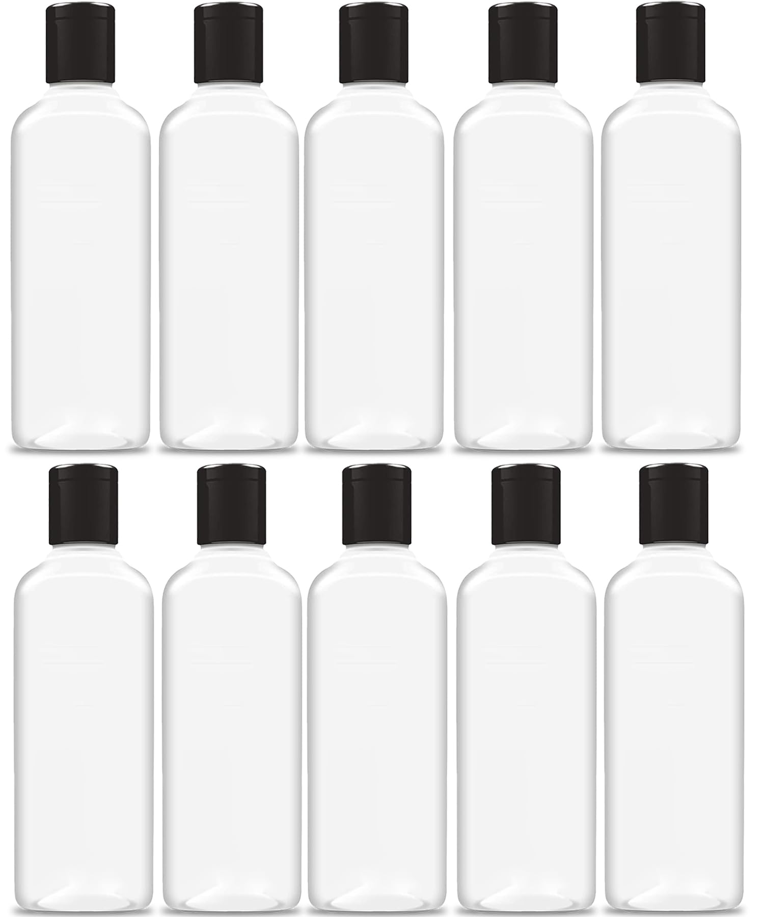 200ml Squeeze Bottle with Flip Top Cap, Empty BPA-Free Refillable Container For Shampoo, Lotions, Liquid Soap, Creams, Liquid Cosmetic Travel Size Transparent Bottle, Black Flip-Top, Set of 10-image-31