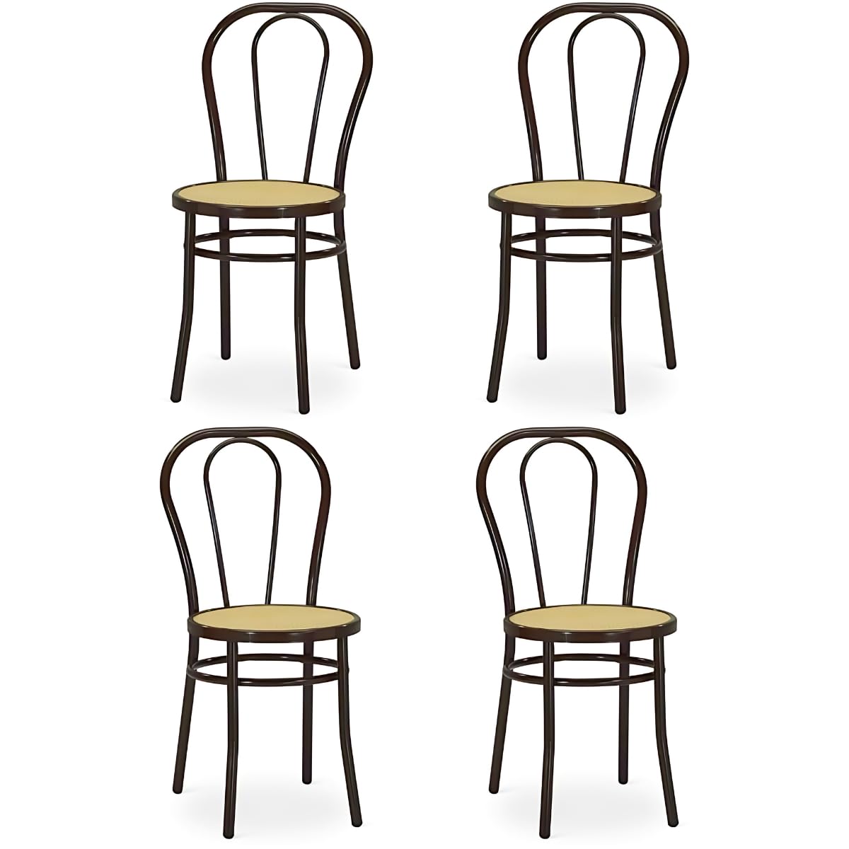 Tomaino - Silla de cocina de hierro con asiento de paja - Juego de sillas de comedor Viena (4, negro)