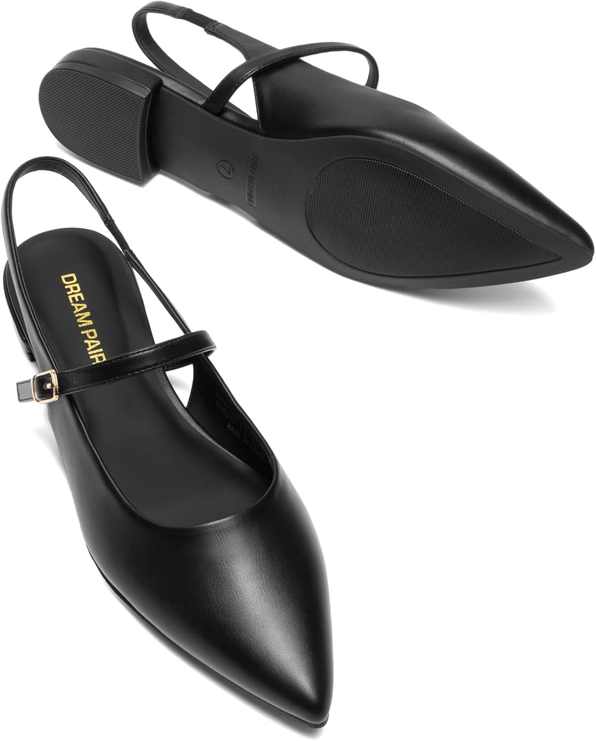DREAM PAIRS Women's Slingback Dress Pointed Toe Flats Ballet Mary Jane Flat Shoes with Buckle Strap Low Heel Dressy Flats - Image 6