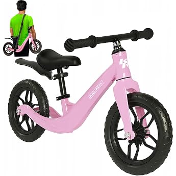 KRUZZEL Lauflernrad Kinder ab 2 Jahren   Ultraleichtes Magnesiumrahmen Fahrrad 12 Zoll Eva R der mit Schultergurt   H henverstellbarer Sattel   Geschenkidee   Pink