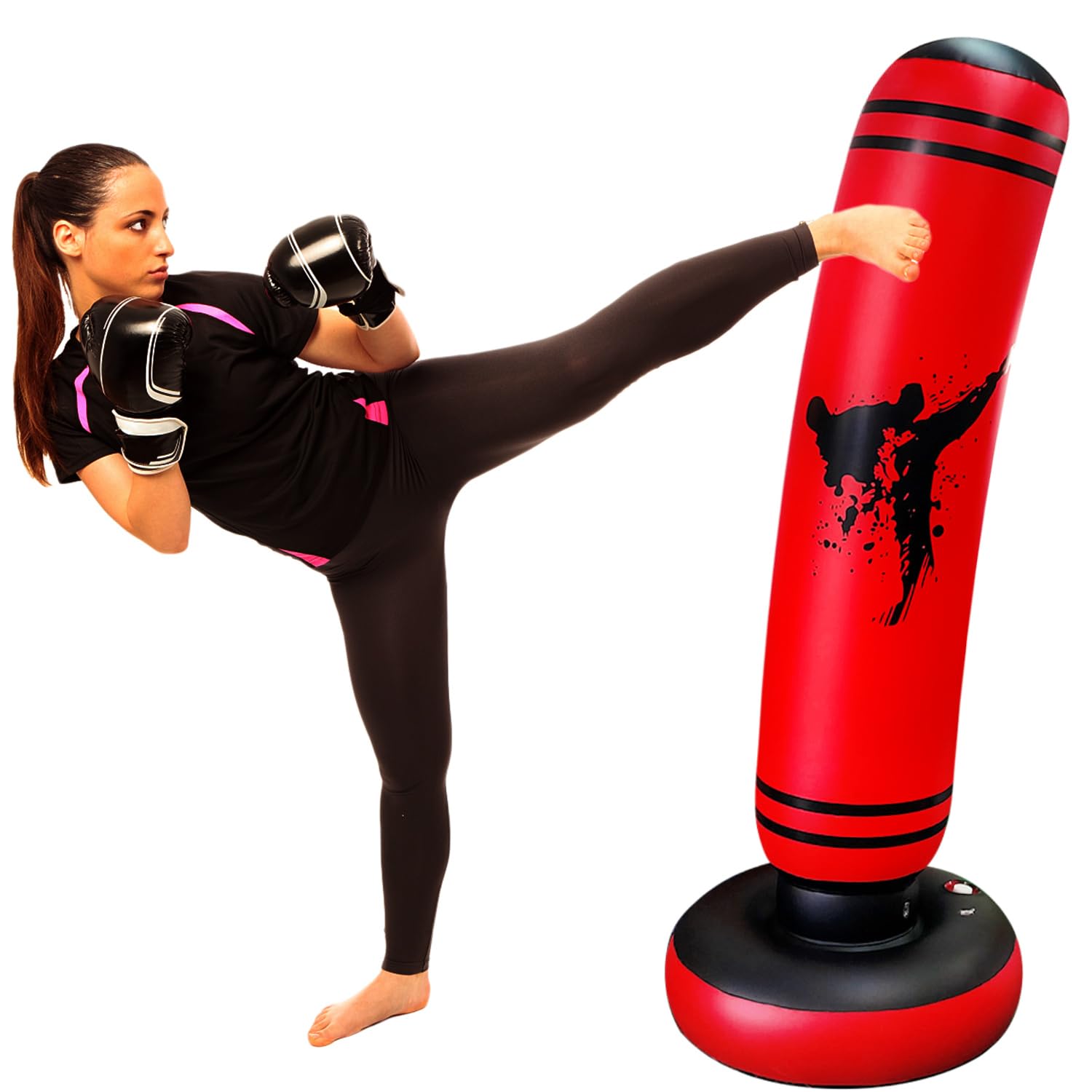 OLNIEZZL Heavy Punching Bag for Adults Boxing Bag Standing Kickboxing Bag with Stand Boxing Dummy Inflatable Cool Fun Toys for Boys Sports Gifts Outdoor Activities Yard Games