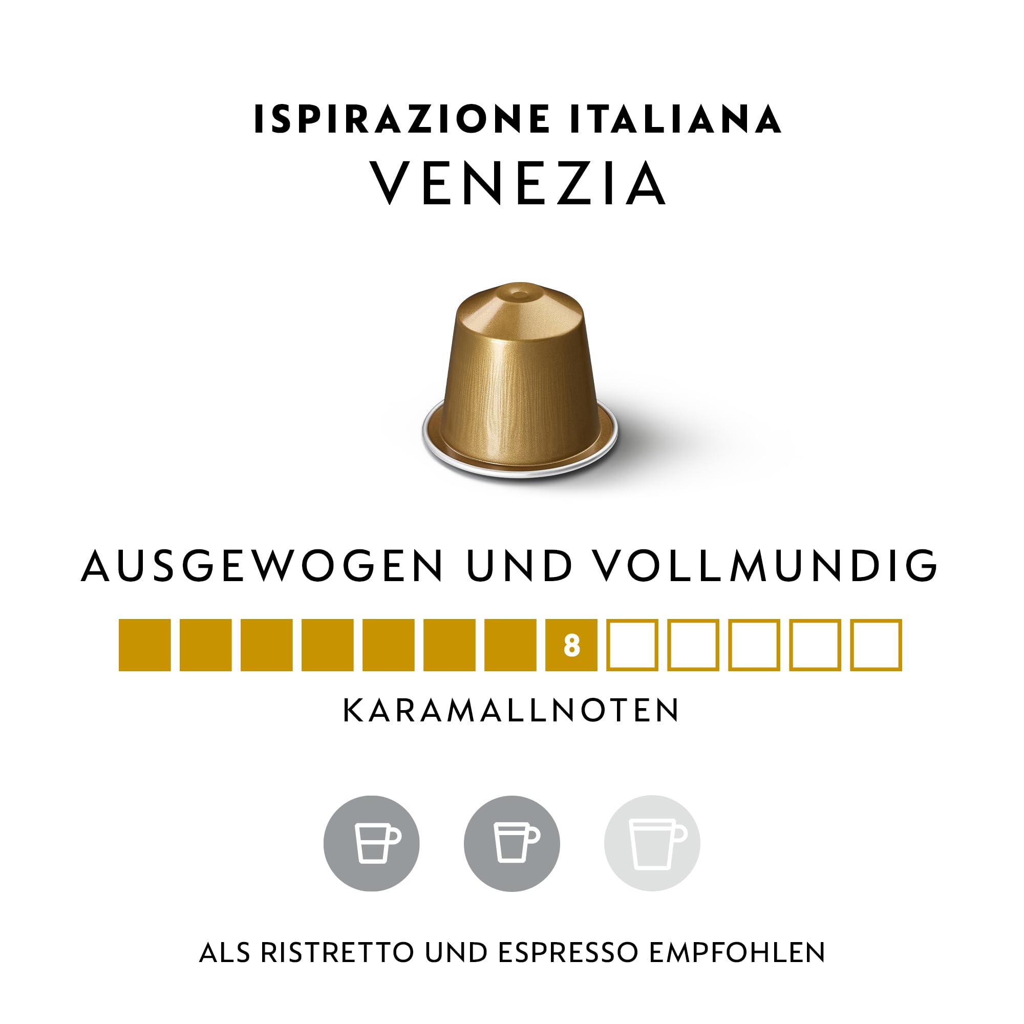 NESPRESSO ORIGINAL Ispirazione Venezia 100 Kaffeekapseln | Arabica & Robusta Kaffee, Dunkle Röstung, Intensität 8, Ideal für Espresso