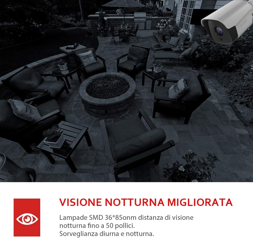 Telecamera WiFi di sorveglianza da esterno HD 1080p 2.4GHz con visione notturna e audio bidirezionale IP66 Impermeabile Telec. IP esterna/interna Intercettazione movimenti Zoom manuale IOS/Android