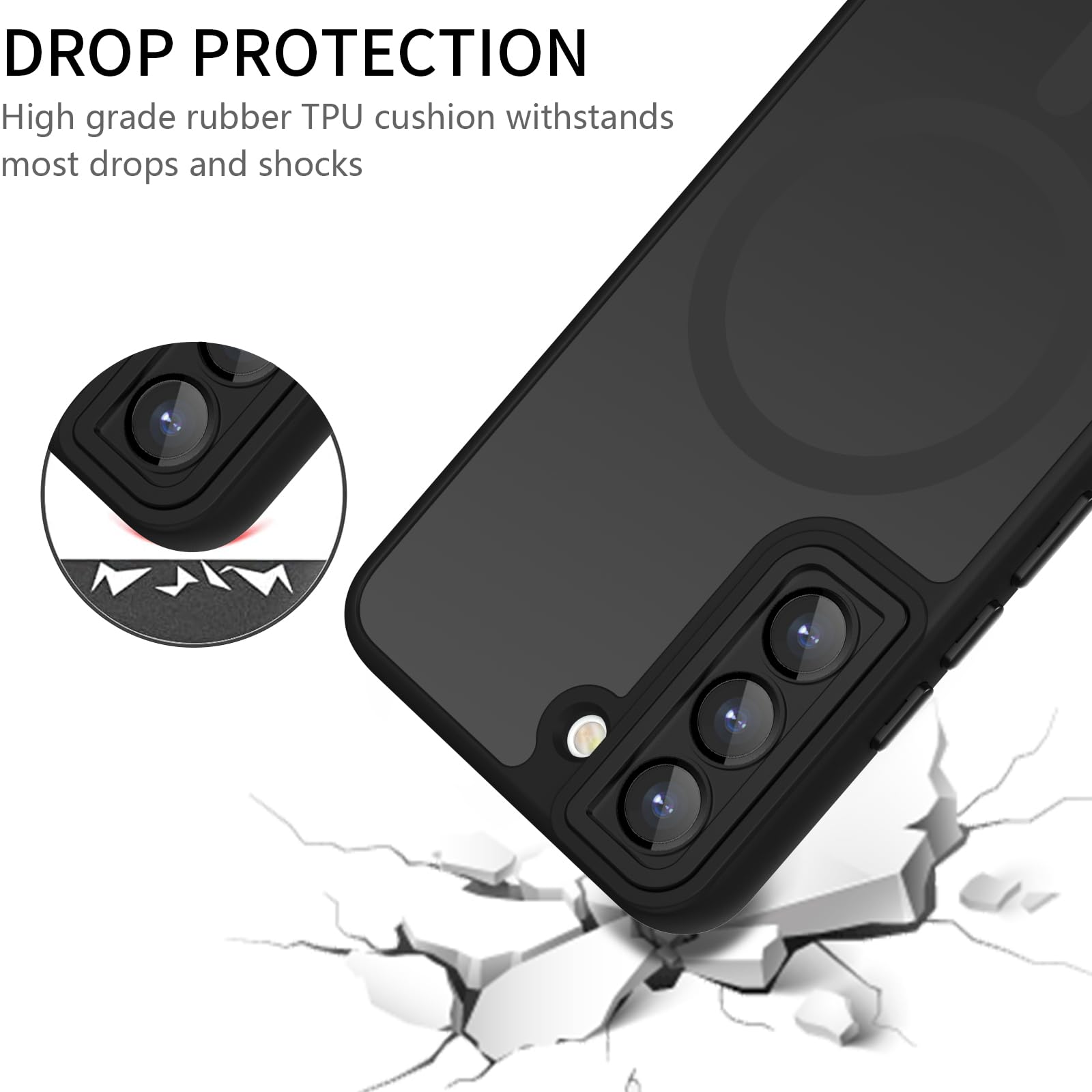 Cover Magnetica per Samsung Galaxy S22 Compatibile con MagSafe, Custodia per Samsung Galaxy S22 Traslucida Opaca Case Ultra-Sottile Resistente ai Graffi, Nero