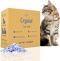 LMJP Crystal Cat Litter 17.2lb 4-Pack: Non-Clumping Silica Gel, Powerful Odor Control, Lasts 4 Months, Low Tracking Unscented