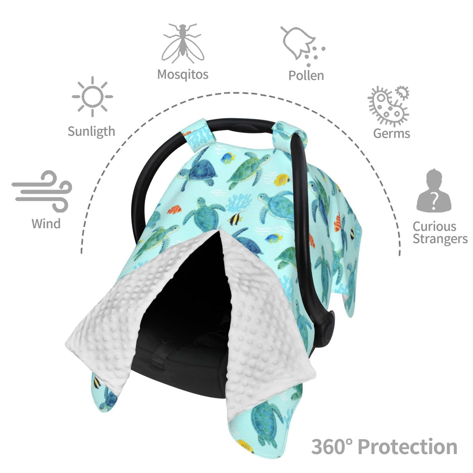 Funda para asiento de coche de bebé con diseño de tortuga marina, cubierta de lactancia, cubierta de cochecito, cubierta de carrito de compras, regalo para niños y niñas