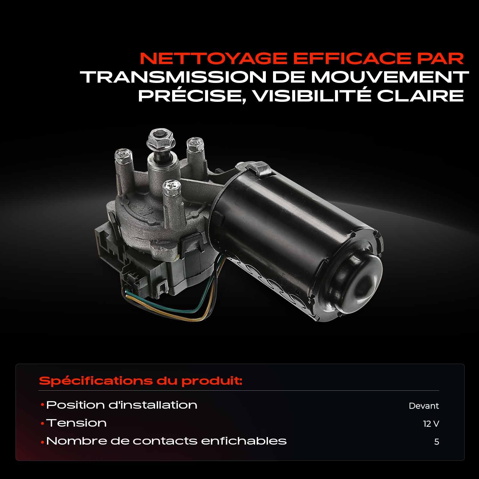 Frankberg Moteur d'essuie-glace, moteur d'essuie-glace de pare-brise, 5 | Compatible avec: Boxer Bus 230P, Ducato plateau/châssis 230, Bus Ducato 230, Boxer Box 230L, Ducato Van 230