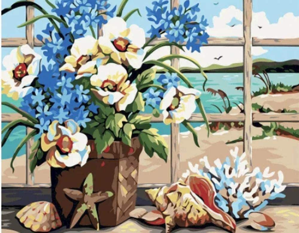 A-Generic Diy Flower Painting Cozing Wall Wall Art Modern Painting Romantic Painting Flower Sea Gift Igle Unique 40x50 cm