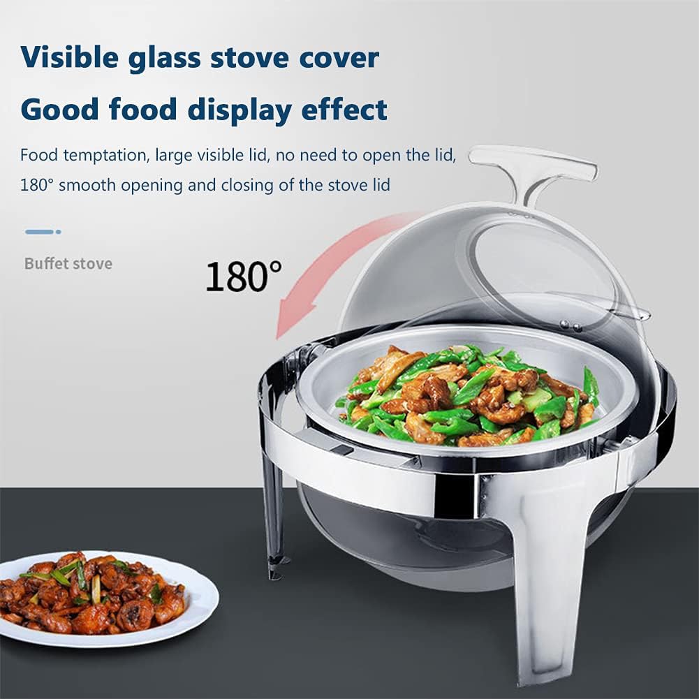 Calentador de Buffet Enrollable de Acero Inoxidable con Ventana de Vidrio, Cuenta con Placas aisladas Tanto para el frío como para el Calor, Adecuado para Banquetes y Fiestas,A