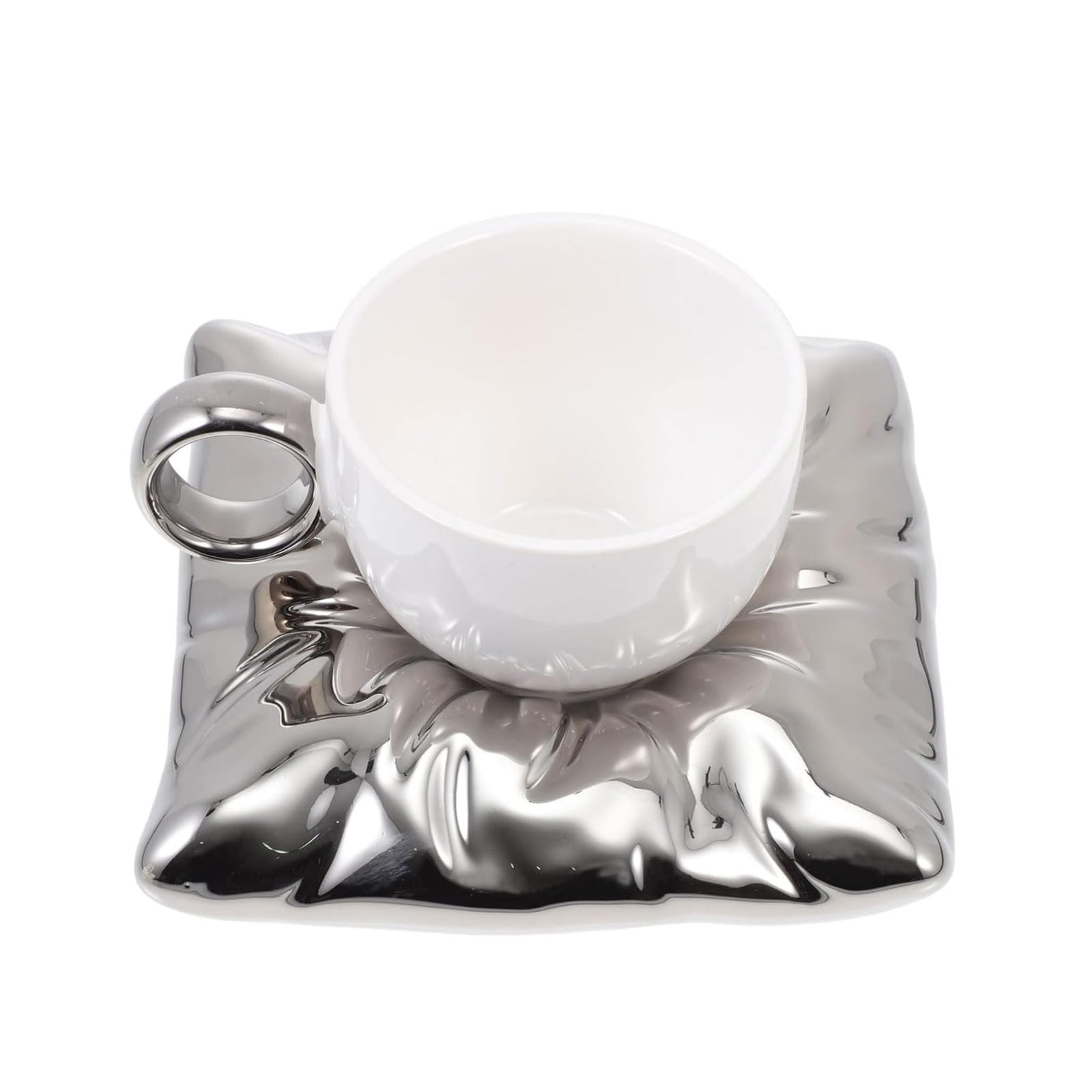 Tasse à café en céramique style latte anglais avec sa sous-tasse oreiller originale pour bureau