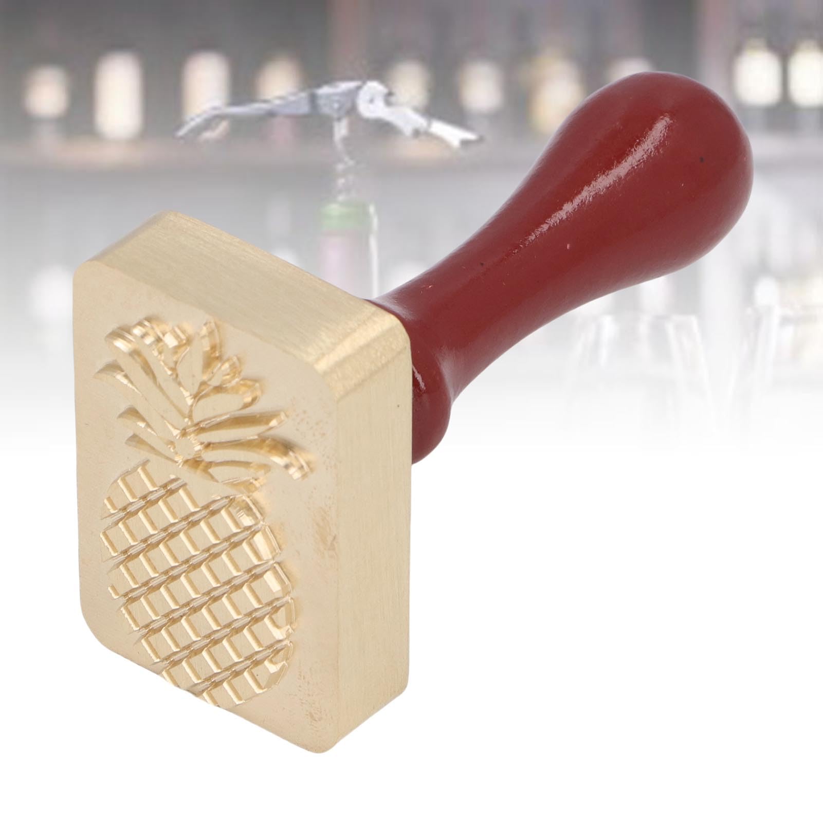 Sello de cobre para cubitos de hielo con mango de madera Herramienta de marca de hielo DIY de primera calidad para cócteles, whisky, bar, bodas, accesorios profesionales pa (Fruta)