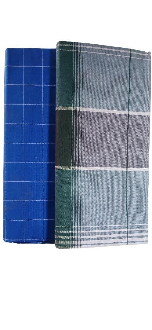 Mixed Cotton Lungi_Multicolour_Blue Mixed -Set of 2 Pcs-image-18