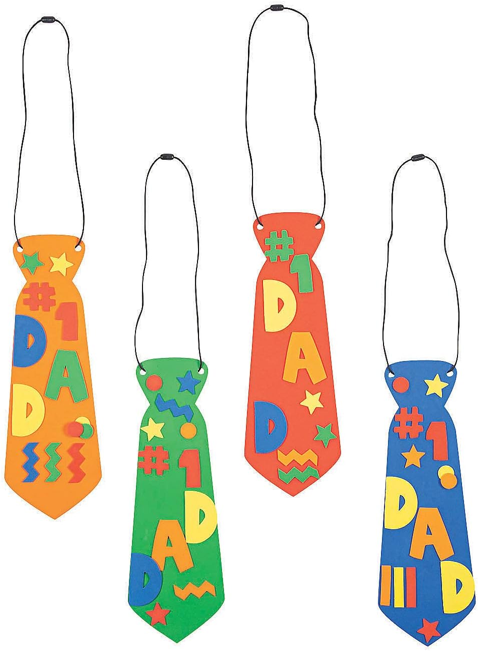 Fun Express Father's Day Necktie Craft Kit Makes 12 - DIY Dad Gifts from Kids | Preschool Craft Kit with Self-Adhesive Foam Pieces | Fathers Day Decorations & Arts and Crafts Party Favors for Kids