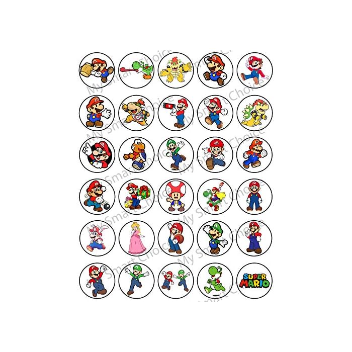 Buy 30 x Edible Cupcake Toppers Super Mario Themed Collection of