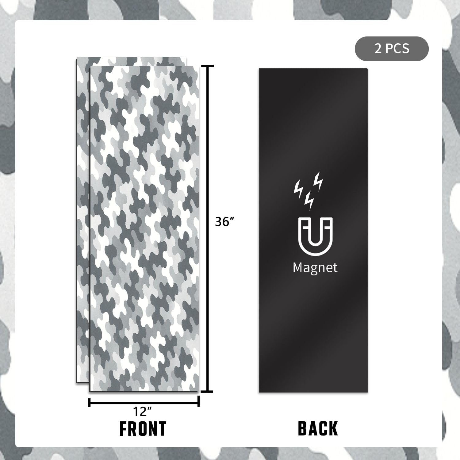 2 Pcs School Locker Magnetic Wallpaper Texture Military Camouflage Seamless Abstract Hunting 12" x 36" Wall Magnetic Sticker Removable Locker Accessories Decor for School University