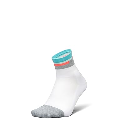 Feetures Elite Light Cushion Quarter Crew Cut Socks Shoes Aquatic White