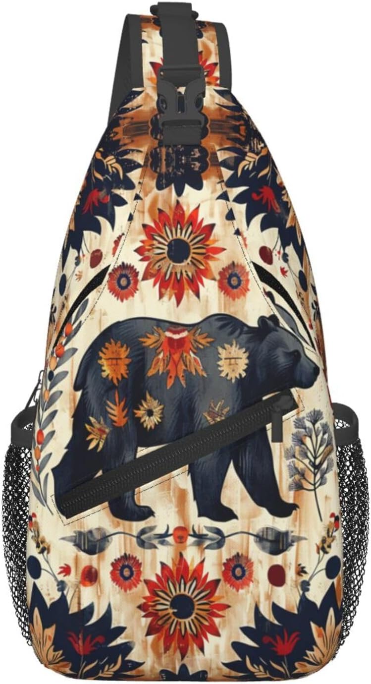 Native American Indian Sling Backpack Chest Bag Crossbody Shoulder Bag Gym Cycling Travel Hiking Daypack For Men Women