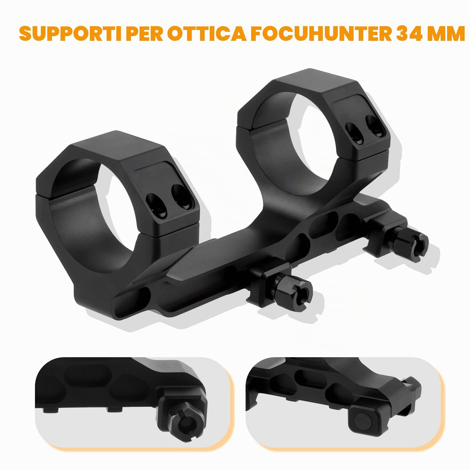 Anelli di montaggio per telescopio monoculare da 34 mm/1,34 '' Telescopio ad alto profilo da 4,1 cm Adattatore per montaggio ad anello in alluminio anodizzato nero offset doppio anello