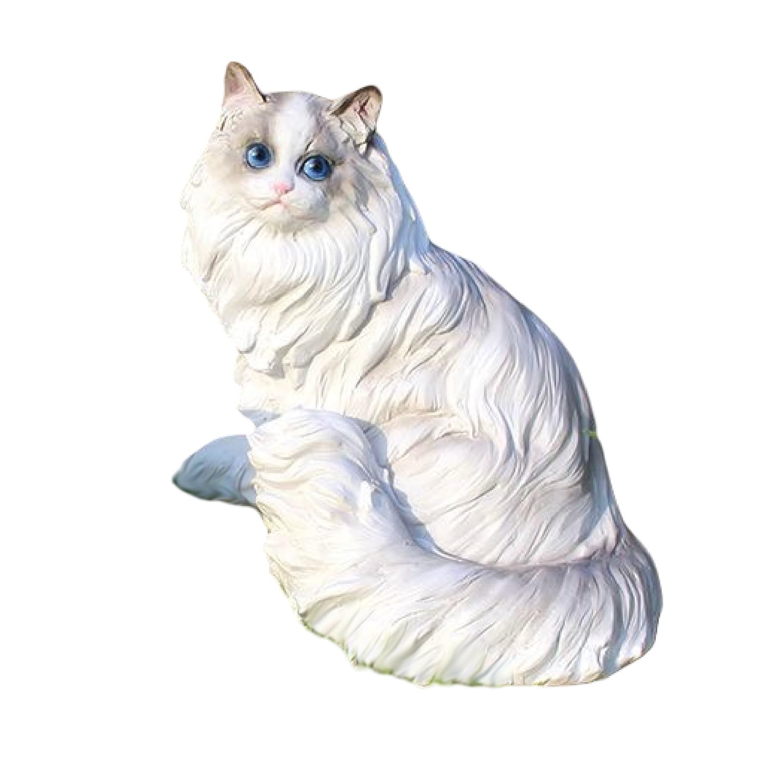 Urocza figurka kota Ragdoll, kreatywna rzeźba kota Ragdoll, figurka zwierzęcia z żywicy, ozdoba pamiątkowa dla zwierząt domowych, prezenty dla miłośników kotów (B)