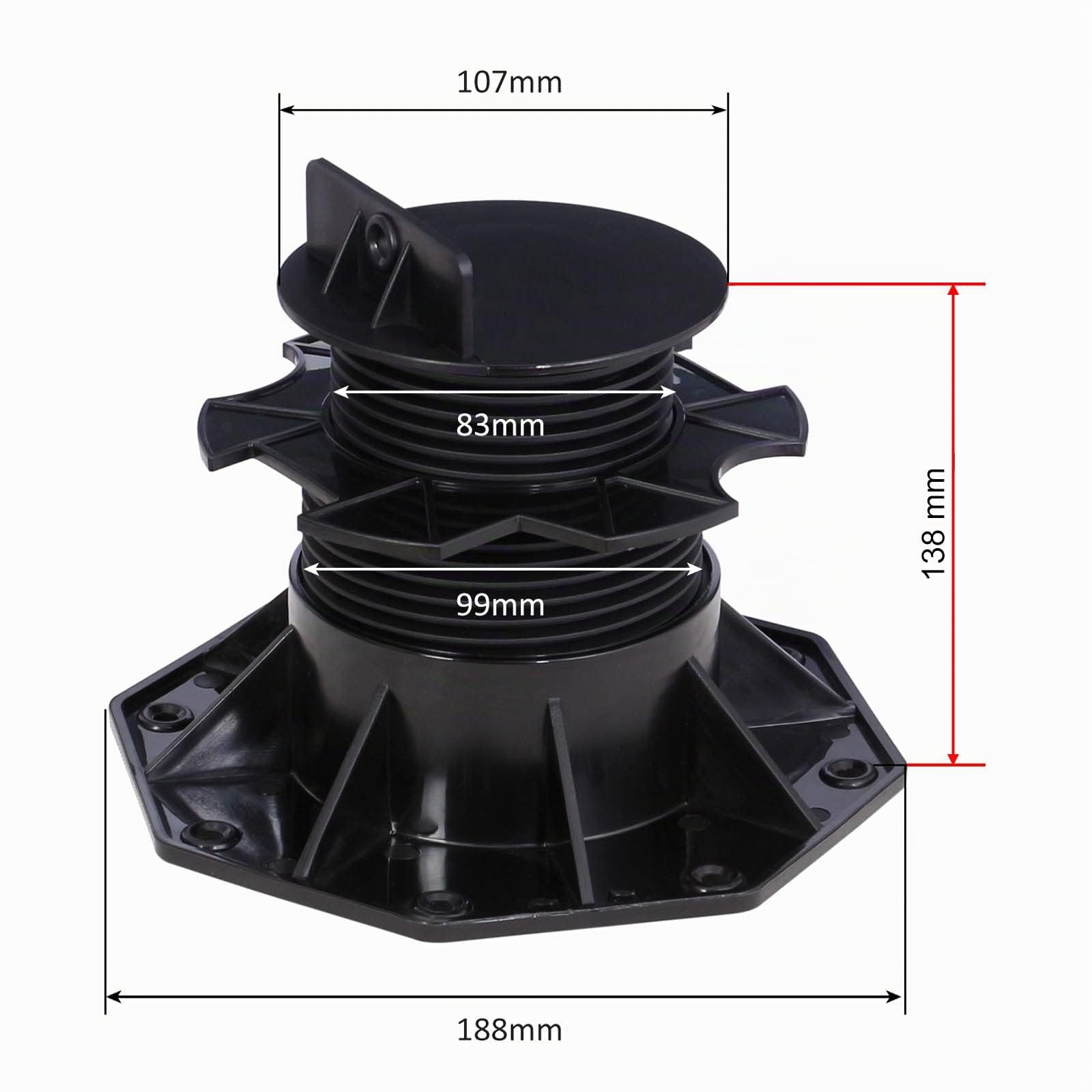 XPOtool Lot de 30x Plots de terrasse – Charge 2700 kg – Hauteur réglable 60-128 mm – en PP – Pieds de support pour Lames Dalles Lambourdes