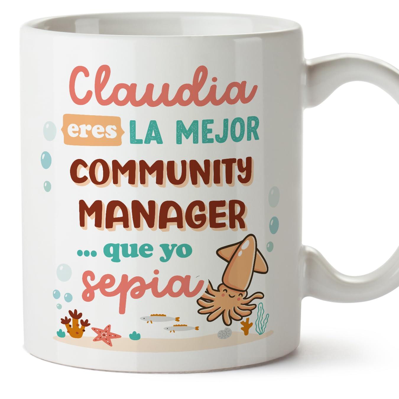 MUGFFINS Personalised Mug for Community Manager Woman - in Spanish - Mejor que yo Sepia - Funny Custom Gift for Colleagues - Ceramic 11oz Mug
