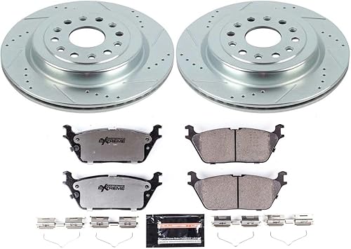 Miniatura 2 de Power Stop Kit de freno trasero para Ram 1500 2019 2020 2021 2022 2023 2024 2025  Pastillas de freno de cerámica de fibra de carbono para camión y