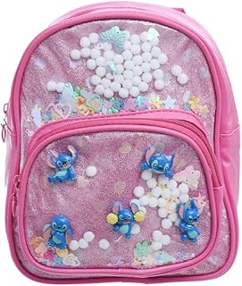 شنطة ظهر ام ام 29 من جلد صناعي بتصميم لامع وأقسام مع لمعان متحرك وأحزمة مريحة قابلة للتعديل وتصميم متين خفيف الوزن للأطفال - متعددة الألوان